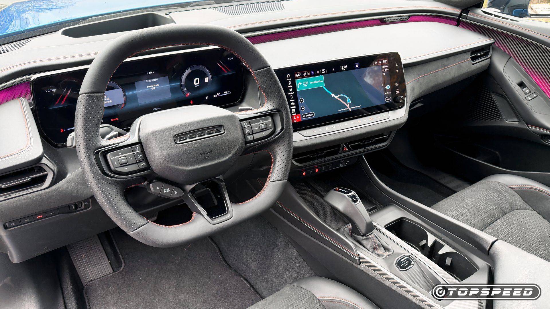 Infotainment screen and dashboard controls in the 2026 Dodge Charger Sixpack