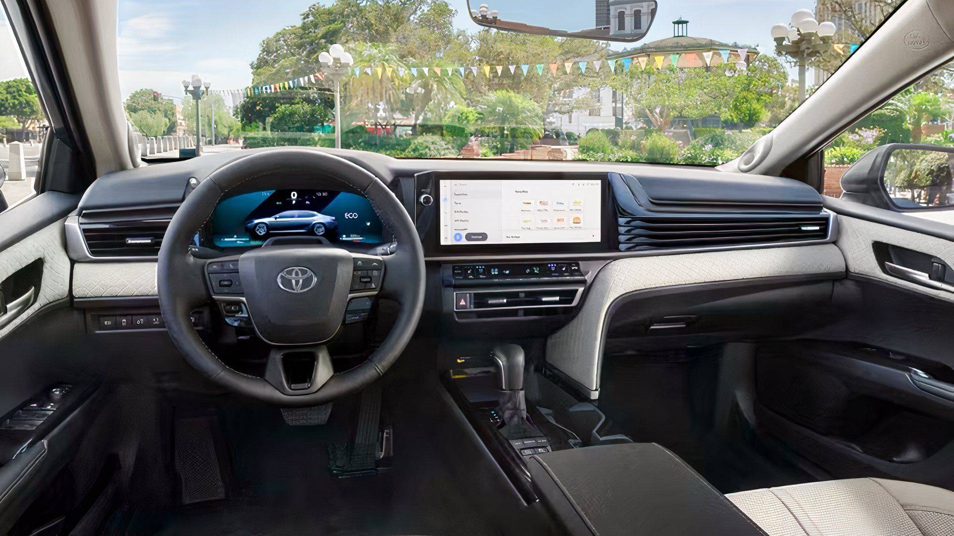 2026 Toyota Camry interior cabin with front seats and dashboard