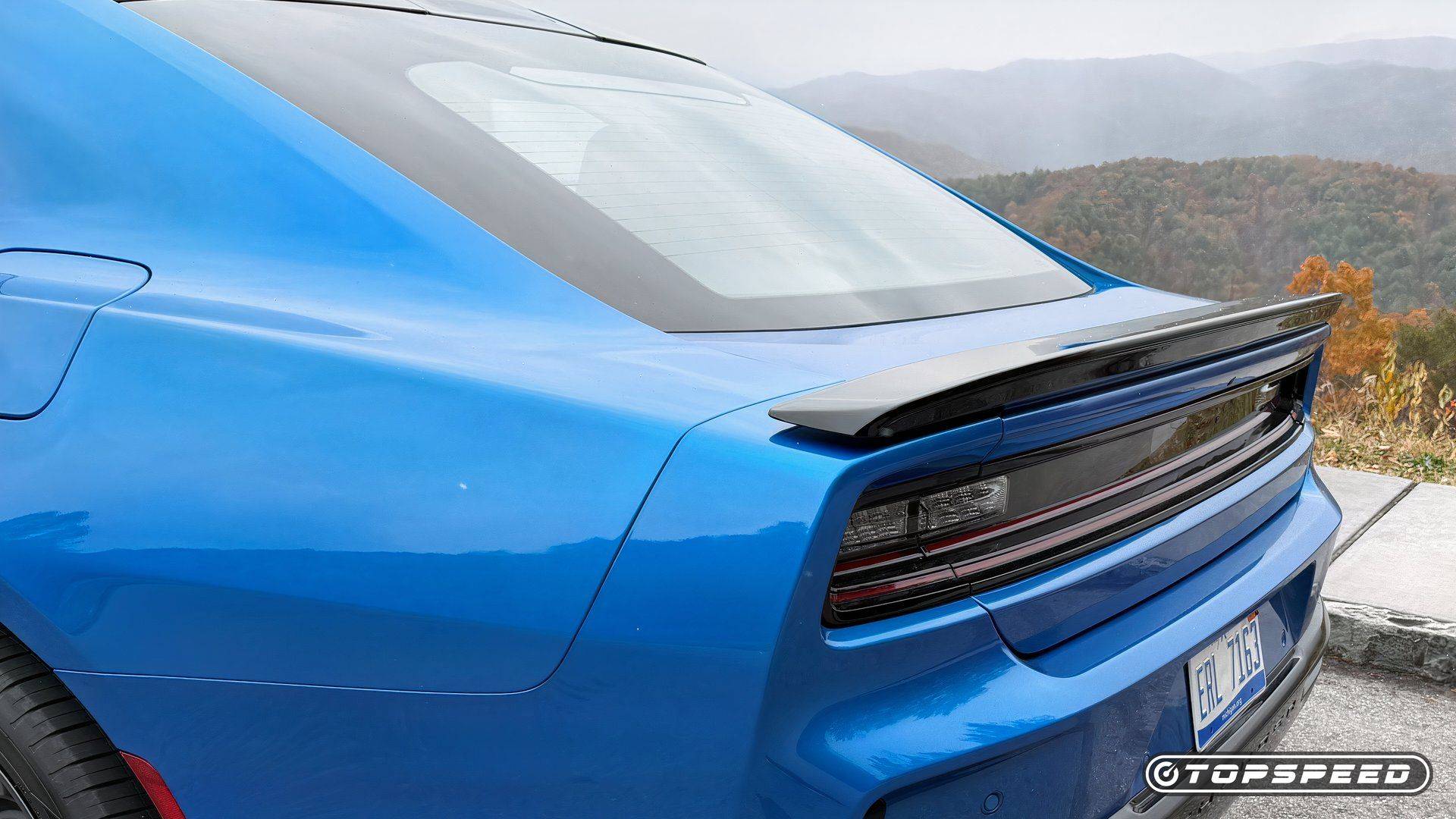 Rear three-quarter view of the 2026 Dodge Charger Sixpack