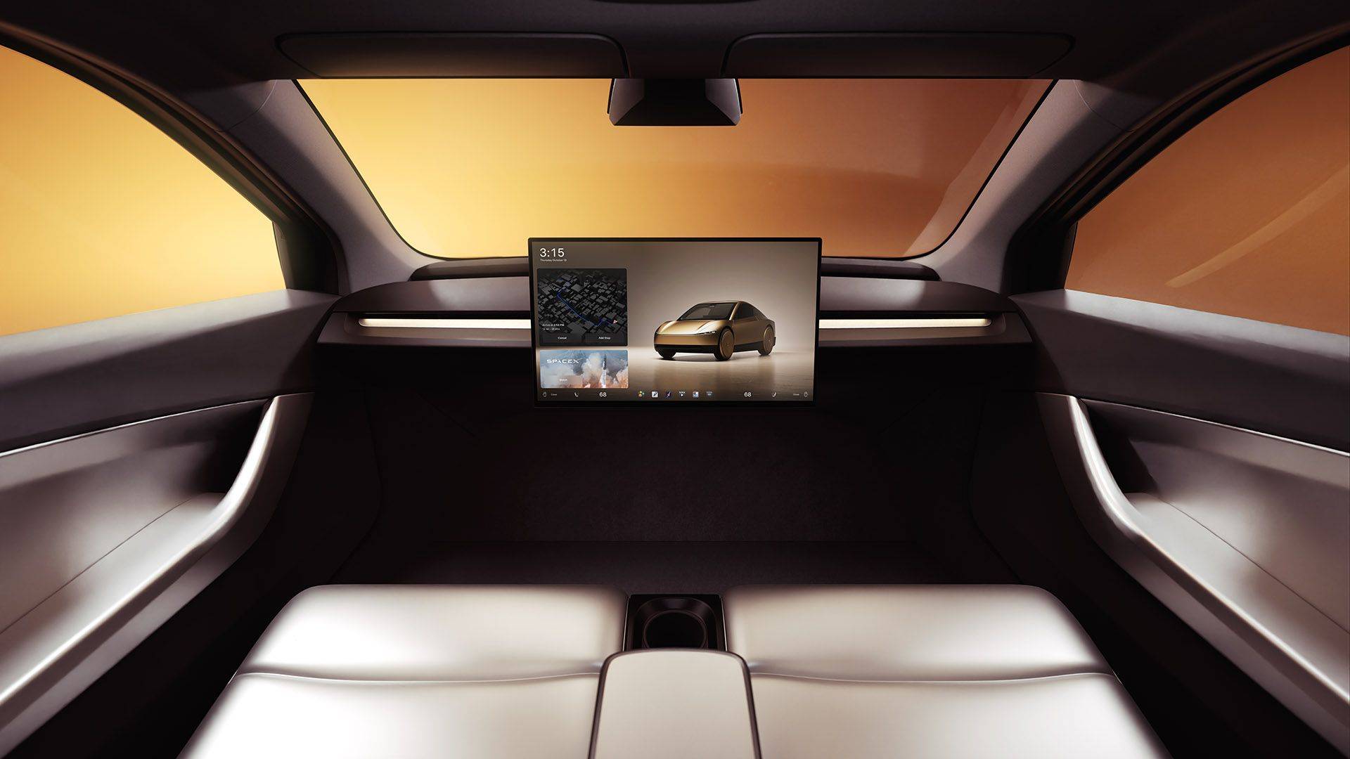 Tesla Cybercab robotaxi shown in a studio-style setting