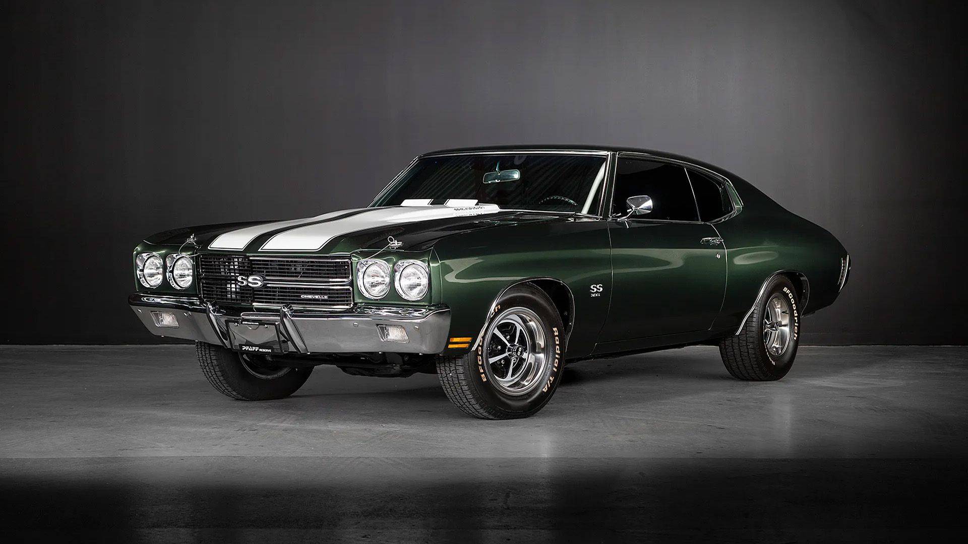 Green 1970 Chevrolet Chevelle viewed from the front three-quarter angle