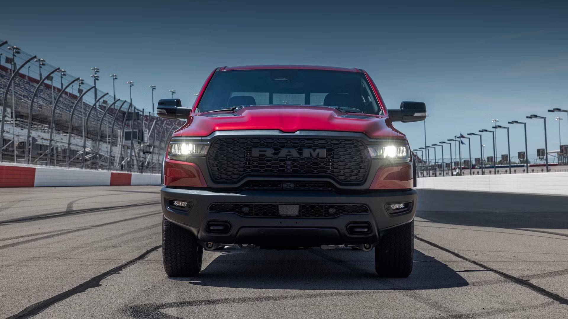 Ram 1500 HEMI pickup photographed from the front three-quarter angle