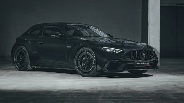 Black BRABUS Rocket GTS high-performance sports car in a studio