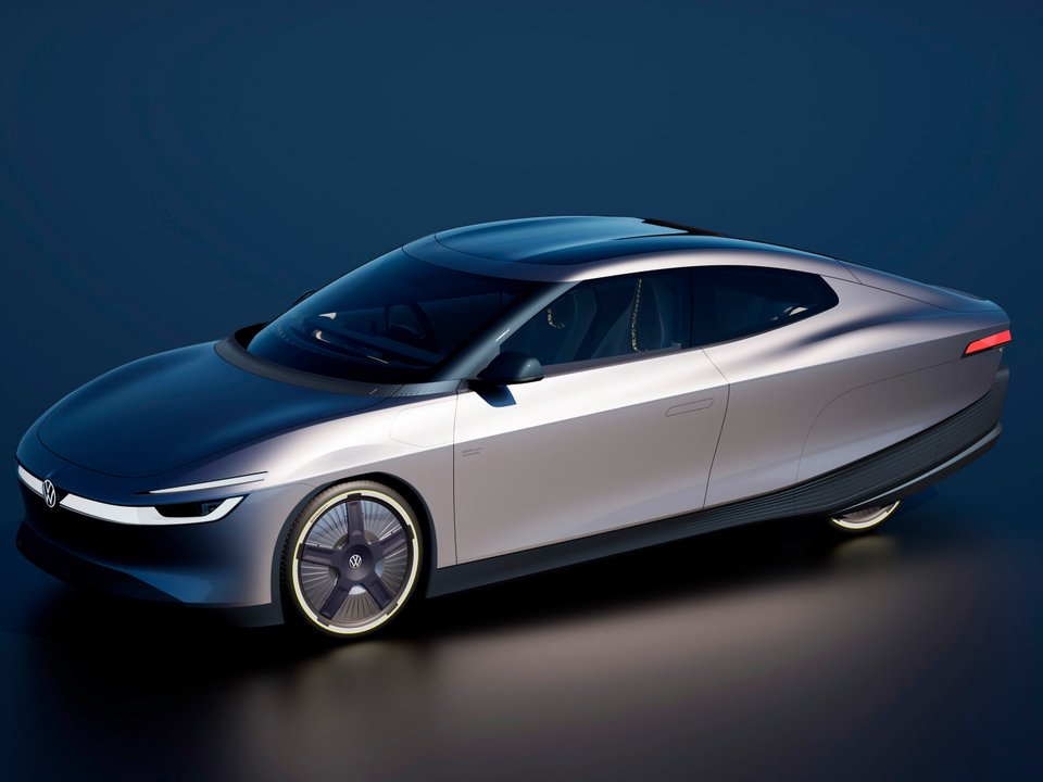 Volkswagen Mission Efficiency electric concept in a front three-quarter studio view