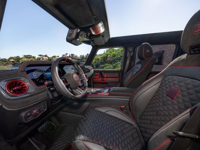 Brabus 900 Rocket Edition Cabrio front cabin with black leather, Alcantara and red accents