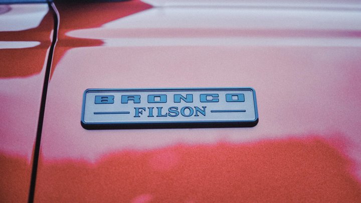 Bronco Filson emblem on a copper-colored body panel