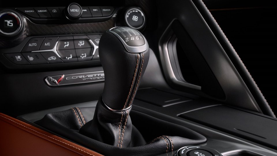 Chevrolet Corvette C7 Stingray six-speed manual gear shifter and center console