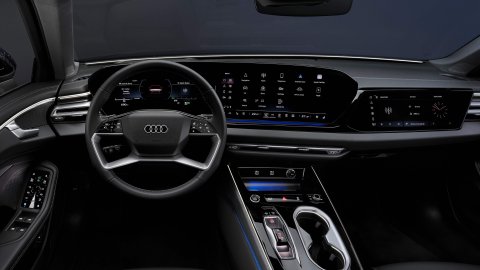 2026 Audi A6 dashboard with digital displays, steering wheel and center-console controls