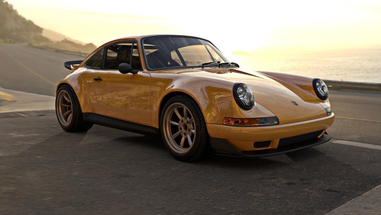 Gold Theon Design R on a coastal road