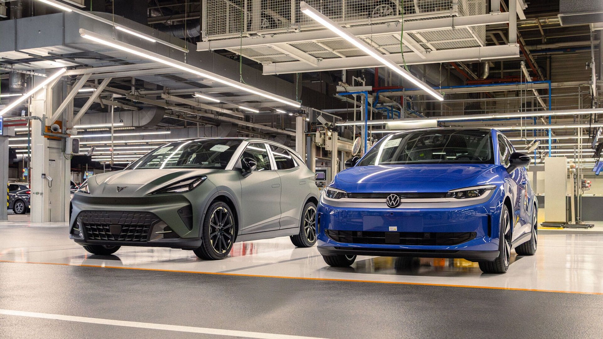 CUPRA Raval and Volkswagen ID. Polo electric vehicles in the Martorell plant